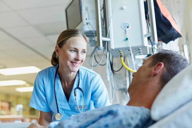 Patient and doctor in hospital